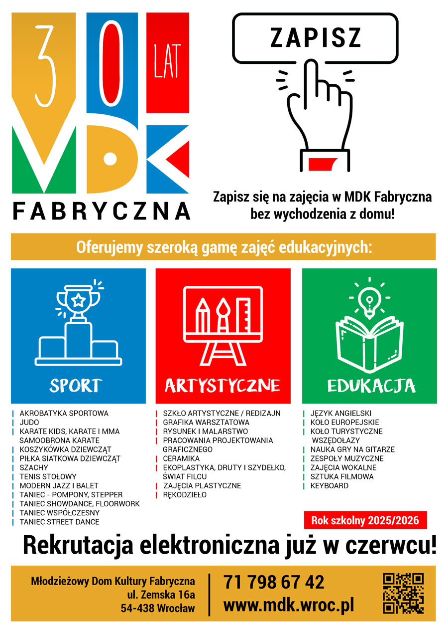 Rekrutacja do MDK Fabryczna - rok szkolny 2025/2026