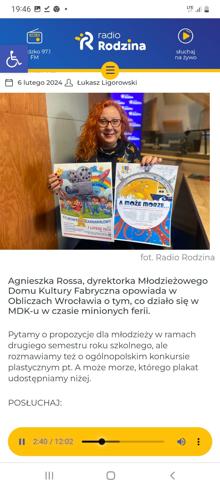 MDK Fabryczna na antenie Radia Rodzina