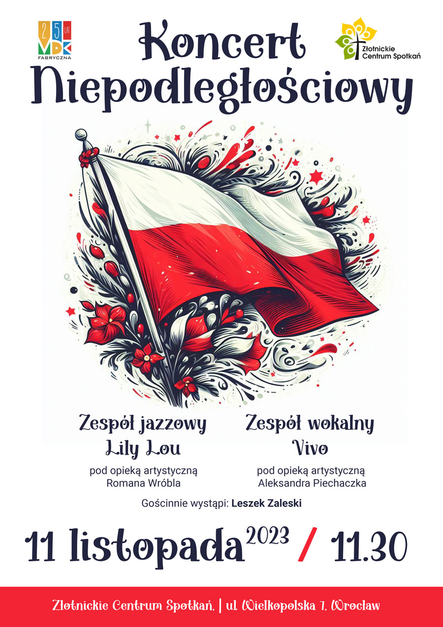 KONCERT NIEPODLEGŁOŚCIOWY w Złotnickim Centrum Spotkań