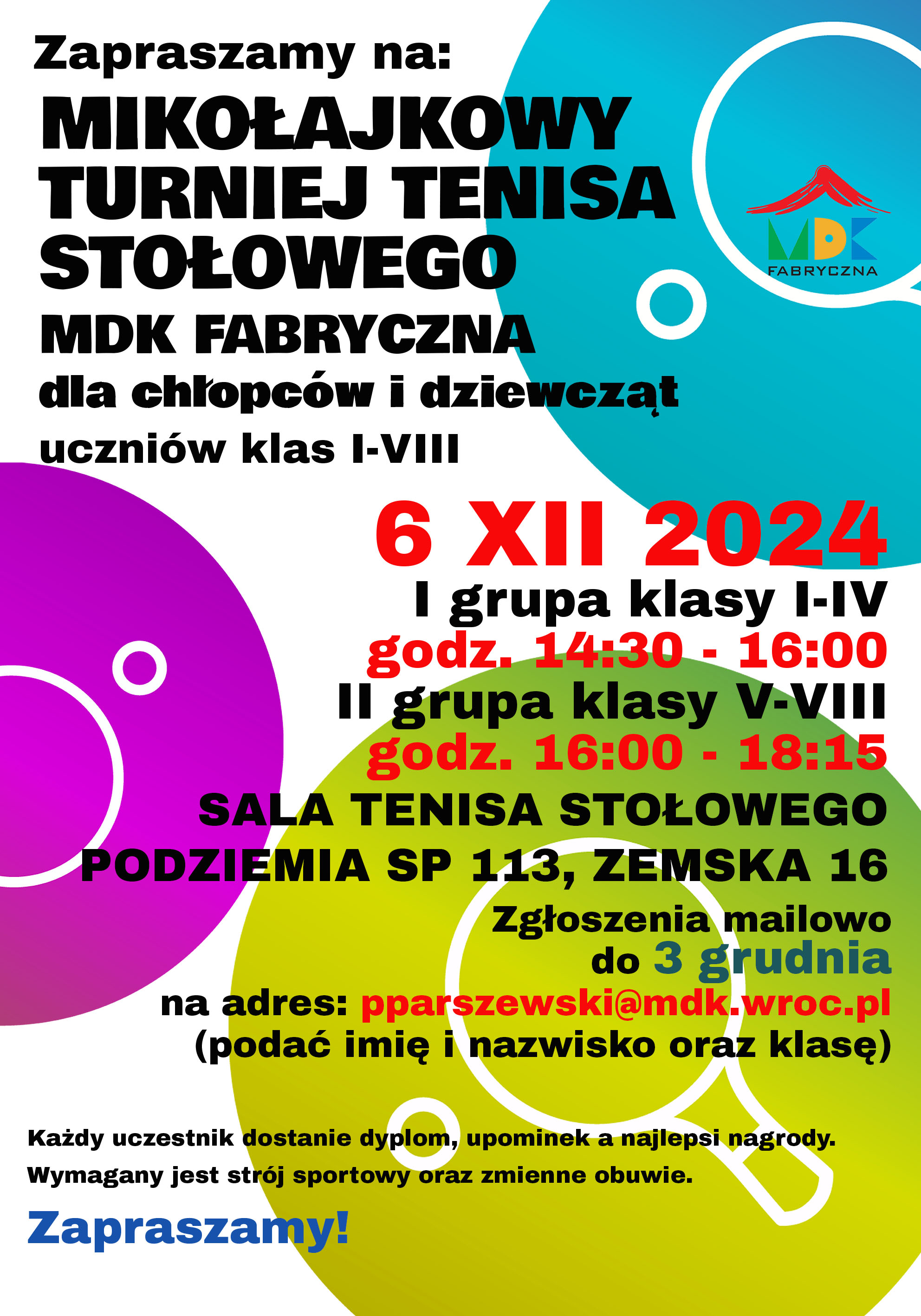 14 czerwca - "Turniej Tenisa Stołowego o puchar Dyrektora MDK Fabryczna" 